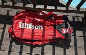 Wilson Tour Red Black Adjustable Strap Padded Tennis Racket W/Backpack Straps